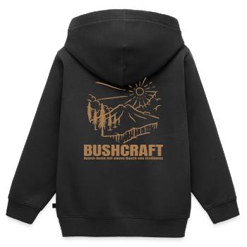 Bushcraft - Busch Genie mit einem Hauch von Crafti - Kinder Premium Organic Zip Hoodie - Schwarz - Hinten - AI Model Kid Male (0cm)