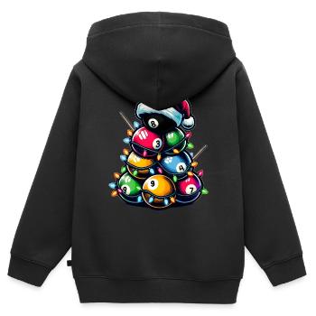 Billardkugel Haufen Pool Queue Weihnachten Hut Xma - Kinder Premium Organic Zip Hoodie - Schwarz - Hinten - AI Model Kid Male (0cm)