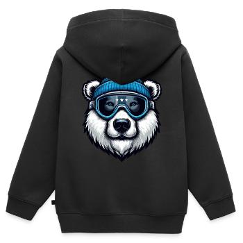Ski Bär Eisbär Skibrille Skiurlaub Winter Lustig - Kinder Premium Organic Zip Hoodie - Schwarz - Hinten - AI Model Kid Male (0cm)