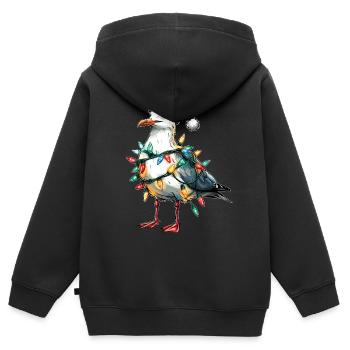 Seemöwe Möwe Seevogel Weihnachtsmütze Xmas - Kinder Premium Organic Zip Hoodie - Schwarz - Hinten - AI Model Kid Male (0cm)