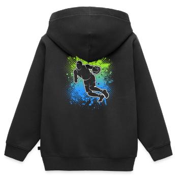 Basketball Dribbling Herren Kinder Basketballer - Kinder Premium Organic Zip Hoodie - Schwarz - Hinten - AI Model Kid Male (0cm)