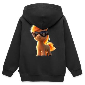 Pony Riding Pony Foal Rider Ponies Riding Pony Farm - Kids Premium Organic Zip-up Hoodie - black - Back - AI Model Kid Male (0cm)