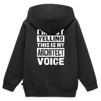Je ne crie pas la voix de l’architecte - Sweat Premium à capuche zippé enfant bio - noir - Dos - AI Model Kid Male (0cm)