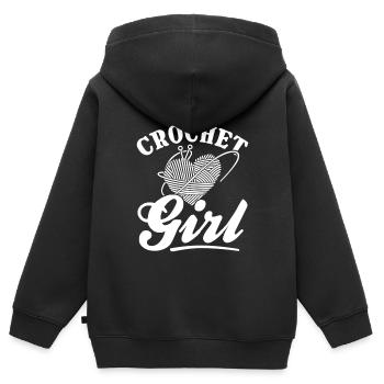Crochet Filles Crochet Crochet - Crochet Fille - Sweat Premium à capuche zippé enfant bio - noir - Dos - AI Model Kid Male (0cm)