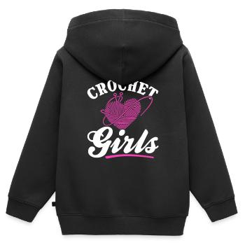 Crochet fille crochet crochet crochet - Crochet filles - Sweat Premium à capuche zippé enfant bio - noir - Dos - AI Model Kid Male (0cm)