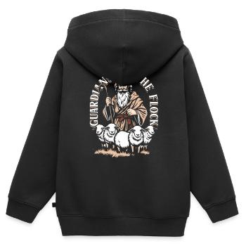 Berger Berger Berger Gardiens du troupeau - Sweat Premium à capuche zippé enfant bio - noir - Dos - AI Model Kid Male (0cm)
