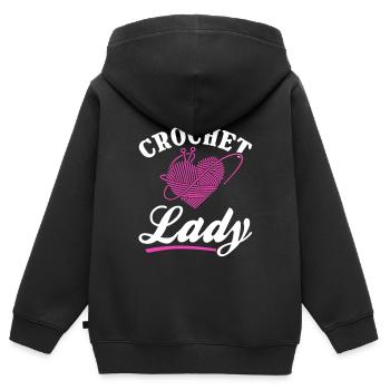 Crochet Fille Crochet Crochet - Crochet Lady - Sweat Premium à capuche zippé enfant bio - noir - Dos - AI Model Kid Male (0cm)