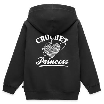 Crochet fille crocheteuse crochet - Crochet Prince - Sweat Premium à capuche zippé enfant bio - noir - Dos - AI Model Kid Male (0cm)