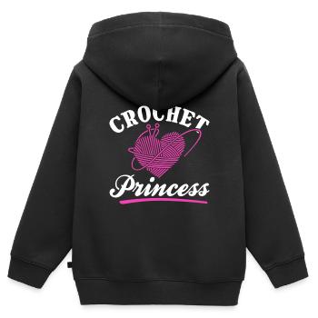 Crochet fille crochet crochet crochet - Crochet Prince - Sweat Premium à capuche zippé enfant bio - noir - Dos - AI Model Kid Male (0cm)
