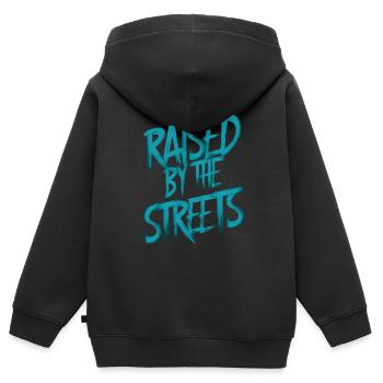 Élevé dans la rue - Sweat Premium à capuche zippé enfant bio - noir - Dos - AI Model Kid Male (0cm)