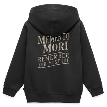 Memento mori Souviens-toi que tu dois mourir - Sweat Premium à capuche zippé enfant bio - noir - Dos - AI Model Kid Male (0cm)