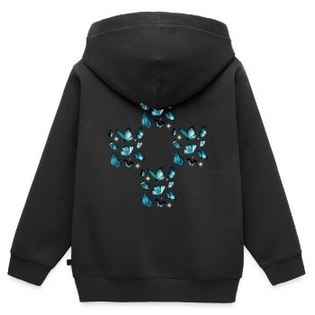 Schmetterlinge Schmetterling Kreuz Kreuze - Kinder Premium Organic Zip Hoodie - Schwarz - Hinten - AI Model Kid Male (0cm)