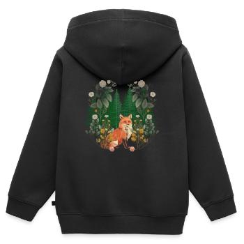 Fuchs Füchse Wald Waldtiere Waldbewohner - Kinder Premium Organic Zip Hoodie - Schwarz - Hinten - AI Model Kid Male (0cm)