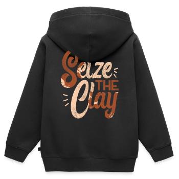 Poterie Céramique Artiste Pun Seize - Sweat Premium à capuche zippé enfant bio - noir - Dos - AI Model Kid Male (0cm)