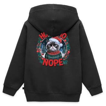 Weihnachtsmuffel-Shirt: Grummelige Weihnachtskatze - Kinder Premium Organic Zip Hoodie - Schwarz - Hinten - AI Model Kid Male (0cm)