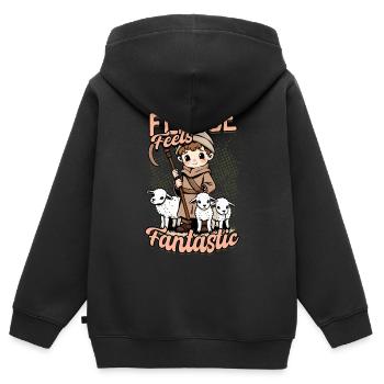 Shepherd Sheep Sheep Shepherd - Kids Premium Organic Zip-up Hoodie - black - Back - AI Model Kid Male (0cm)