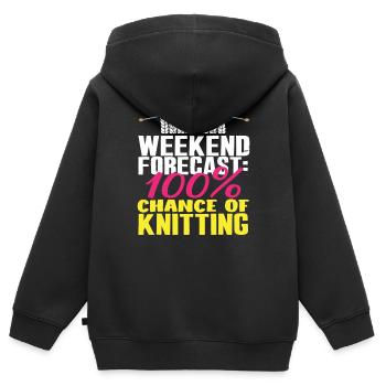 Wochenend-Prognose: 100% Stricken - Kinder Premium Organic Zip Hoodie - Schwarz - Hinten - AI Model Kid Male (0cm)