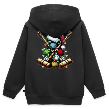 Krocketball Haufen Weihnachtsmütze Xmas - Kinder Premium Organic Zip Hoodie - Schwarz - Hinten - AI Model Kid Male (0cm)