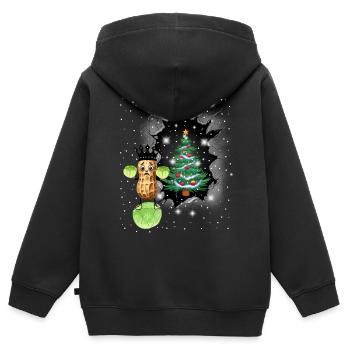 Winter Erdnuss Kohl König Gemüse Xmas Vegetarisch - Kinder Premium Organic Zip Hoodie - Schwarz - Hinten - AI Model Kid Male (0cm)