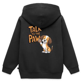 Petit chien patte maîtresse école de chien mignon - Sweat Premium à capuche zippé enfant bio - noir - Dos - AI Model Kid Male (0cm)