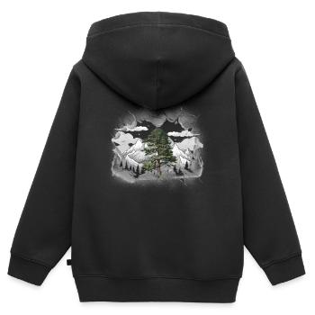Nature Mountains Mountains Mountain Mountaineers Hike - Kids Premium Organic Zip-up Hoodie - black - Back - AI Model Kid Male (0cm)