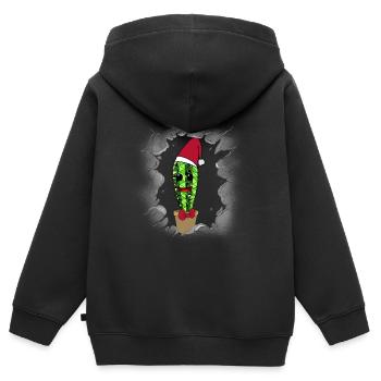 Saint-Nicolas Belle-mère Noël Cactus - Sweat Premium à capuche zippé enfant bio - noir - Dos - AI Model Kid Male (0cm)