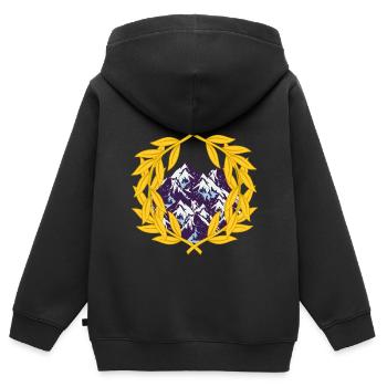 Lorbeerkranz Bergsport Bergsteiger Gebirge Berge - Kinder Premium Organic Zip Hoodie - Schwarz - Hinten - AI Model Kid Male (0cm)