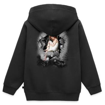 Mädchen Fau träumen Gefühle Emotionen - Kinder Premium Organic Zip Hoodie - Schwarz - Hinten - AI Model Kid Male (0cm)