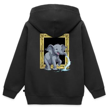 Elefant Elefanten Rüssel - Kinder Premium Organic Zip Hoodie - Schwarz - Hinten - AI Model Kid Male (0cm)