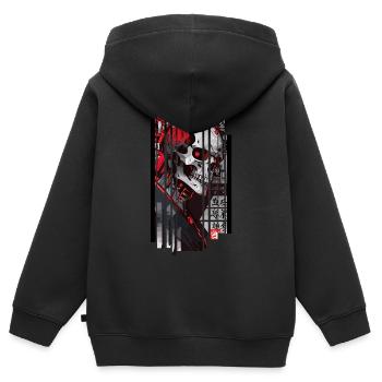 Cyborg crane kanji - Sweat Premium à capuche zippé enfant bio - noir - Dos - AI Model Kid Male (0cm)