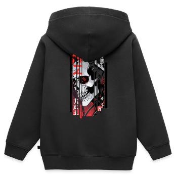Cyborg crane noir kanji - Sweat Premium à capuche zippé enfant bio - noir - Dos - AI Model Kid Male (0cm)