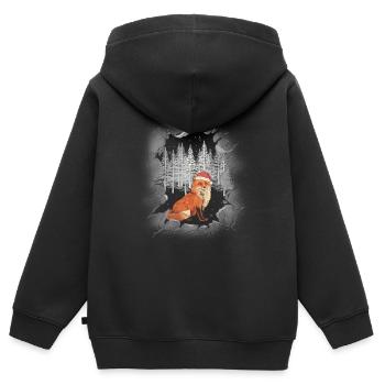 Christmas Fuchs Nikolaus Waldbewohner Santa - Kinder Premium Organic Zip Hoodie - Schwarz - Hinten - AI Model Kid Male (0cm)