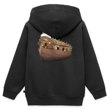 Arche Noah Weihnachtsmütze Xmas - Kinder Premium Organic Zip Hoodie - Schwarz - Hinten - AI Model Kid Male (0cm)
