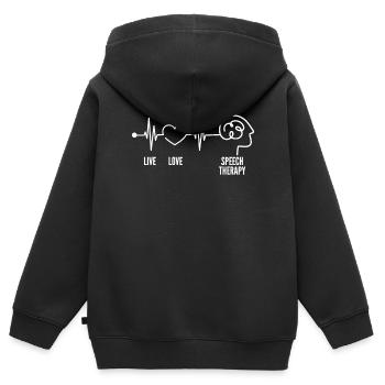 Lebe Liebe Sprachtherapeutin Herzschlag - Kinder Premium Organic Zip Hoodie - Schwarz - Hinten - AI Model Kid Male (0cm)