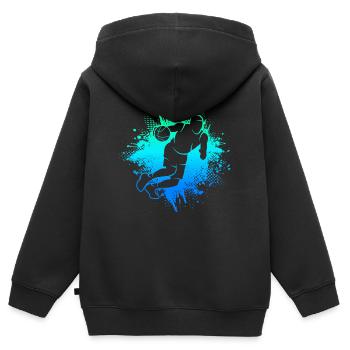 Basketball Sprungwurf Herren Kinder Basketballer - Kinder Premium Organic Zip Hoodie - Schwarz - Hinten - AI Model Kid Male (0cm)
