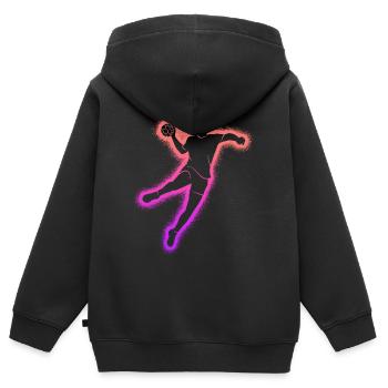 Handball Handball Joueur de Handball Fille Handball - Sweat Premium à capuche zippé enfant bio - noir - Dos - AI Model Kid Male (0cm)