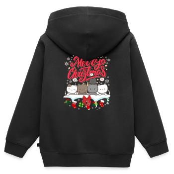 Süße Weihnachtskatze - Süße Weihnachtskatze - Kinder Premium Organic Zip Hoodie - Schwarz - Hinten - AI Model Kid Male (0cm)