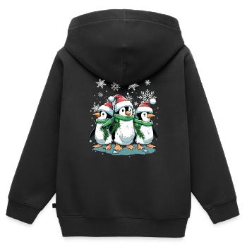 Niedlicher Weihnachtspinguin - Niedlicher Weihnachtspinguin - Kinder Premium Organic Zip Hoodie - Schwarz - Hinten - AI Model Kid Male (0cm)