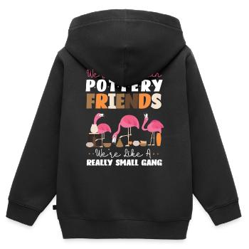 Poterie Céramiste Artiste Flamingo - Sweat Premium à capuche zippé enfant bio - noir - Dos - AI Model Kid Male (0cm)