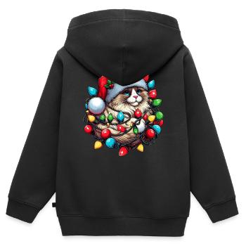 Ragdoll Katze Weihnachten Hut Xmas - Kinder Premium Organic Zip Hoodie - Schwarz - Hinten - AI Model Kid Male (0cm)