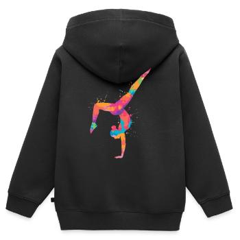 Turnerin Gymnastik Handstand Damen Kinder Turnen - Kinder Premium Organic Zip Hoodie - Schwarz - Hinten - AI Model Kid Male (0cm)