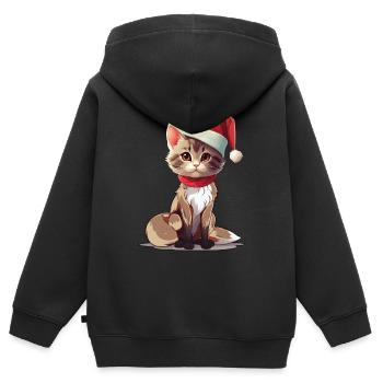 Cat Christmas Pets Pet Christmas - Kids Premium Organic Zip-up Hoodie - black - Back - AI Model Kid Male (0cm)