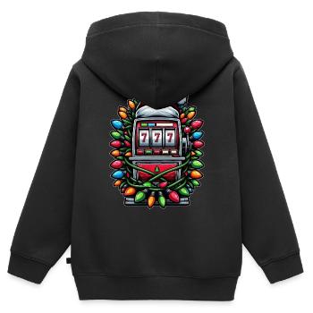 Spielautomat 777 Glücksspiel Gambler Weihnachtsmüt - Kinder Premium Organic Zip Hoodie - Schwarz - Hinten - AI Model Kid Male (0cm)