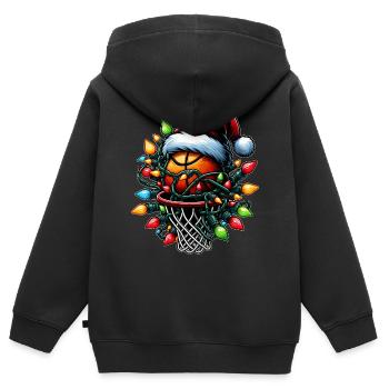 Basketball Streetball Weihnachten Hut Xmas - Kinder Premium Organic Zip Hoodie - Schwarz - Hinten - AI Model Kid Male (0cm)