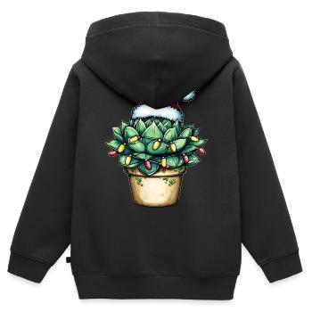 succulent chapeau de Noël - Sweat Premium à capuche zippé enfant bio - noir - Dos - AI Model Kid Male (0cm)