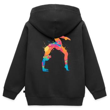 Turnerin Gymnastik Handstand Mädchen Damen Turnen - Kinder Premium Organic Zip Hoodie - Schwarz - Hinten - AI Model Kid Male (0cm)