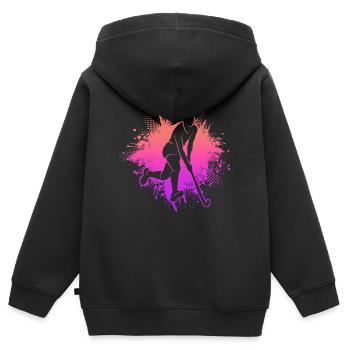 Feldhockey Hockey Mädchen Damen Hockeyspieler - Kinder Premium Organic Zip Hoodie - Schwarz - Hinten - AI Model Kid Male (0cm)