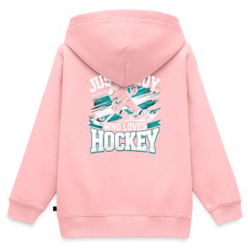 Eishockey, Eishockeyspieler, Junge - Kinder Premium Organic Zip Hoodie - Rosa - Hinten - AI Model Kid Female (0cm)
