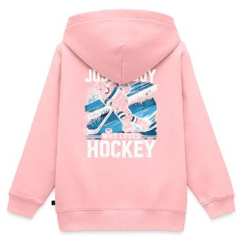 Eishockey, Eishockeyspieler, Junge - Kinder Premium Organic Zip Hoodie - Rosa - Hinten - AI Model Kid Female (0cm)