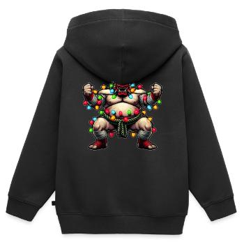 Lutte de sumo Lutteur japonais de sumo - Sweat Premium à capuche zippé enfant bio - noir - Dos - AI Model Kid Male (0cm)